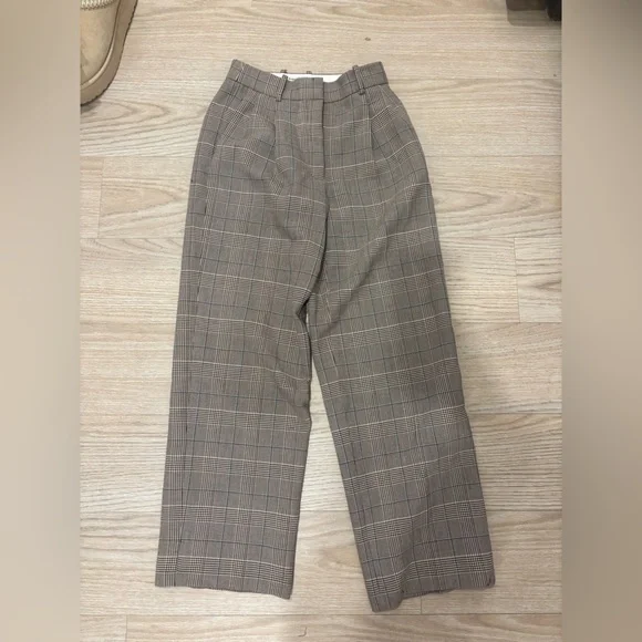 Aritzia Plaid Brown Trousers - Picture 3 of 5
